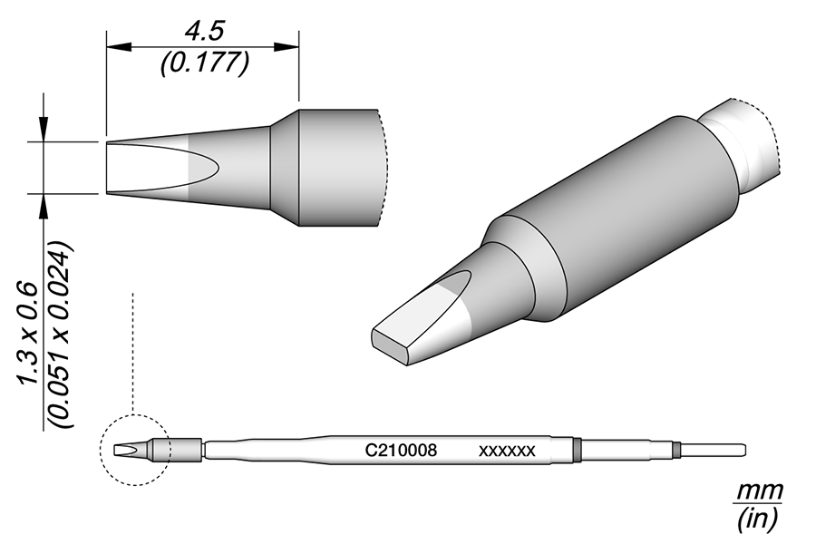 CARTUCHO CINCEL 1.3 X 0.6 JBC C210008