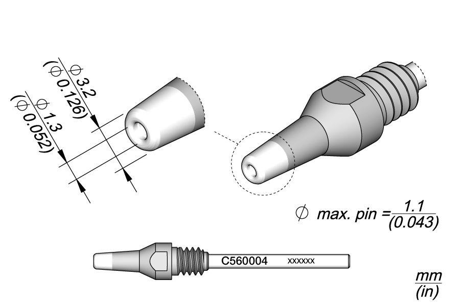 PUNTA DESOLDADORA Ø1.3XØ3.2 C560004