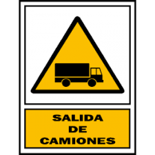 SEÑAL A23A4P 210x297mm PVC PELIGRO SALIDA CAMIONES