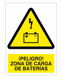 SEÑAL A87A4P 210x297mm PVC PELIGRO ZONA CARGA BATERIAS