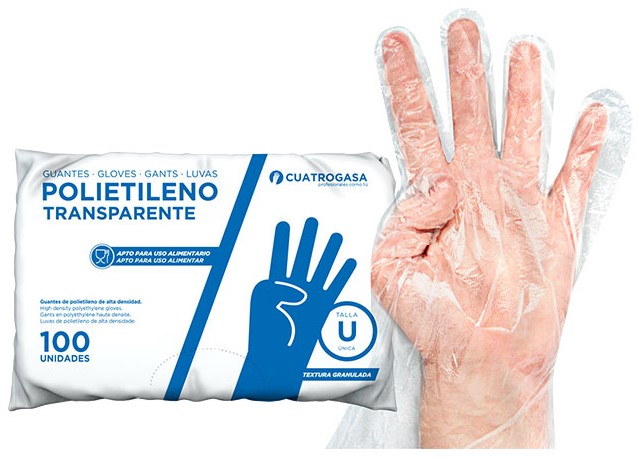 GUANTE (100) POLIETILENO TRANSPARENTE CU-GDHPE-TR-SBBO-U