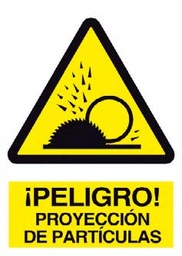 SEÑAL ADHESIVA A9980A 60X80MM PELIGRO PROY. PARTICULAS