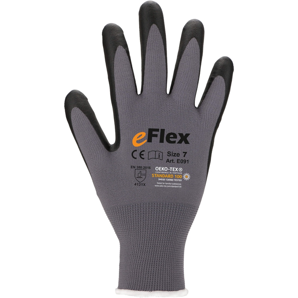 GUANTE NITRILO FOAM E091 GRIS/NEGRO