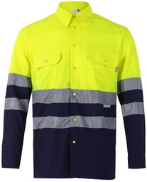 CAMISA BICOLOR ML AV 144 MARINO-AMARILLO